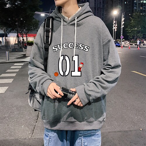 WY2205-P35加绒款-P40纯棉连帽卫衣男大码运动帽衫宽松薄外套男，男装卫衣，电商A040