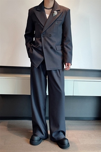 权志龙GD同款双排扣西装休闲西服西裤套装男潮TZ331上衣135裤子70图片