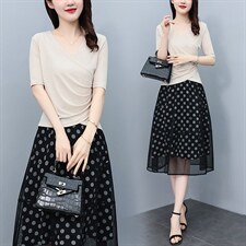 芷墨夏季新款时尚简约显高套装通勤职场上衣裙子俩件套，女装套装/套裙，芷墨服饰