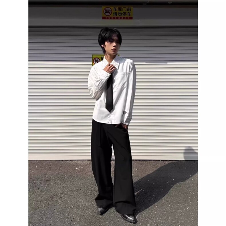 慵懒文艺ins时尚百搭日系新款简约气质原宿潮流长袖衬衫流行,男装衬衫,星座506A