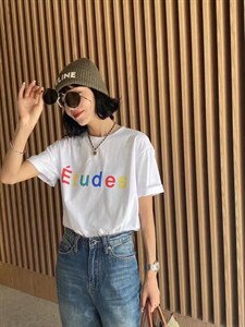 春季新款彩虹字母印花短袖T恤透气舒适活力百搭,女装T恤,L·H·X