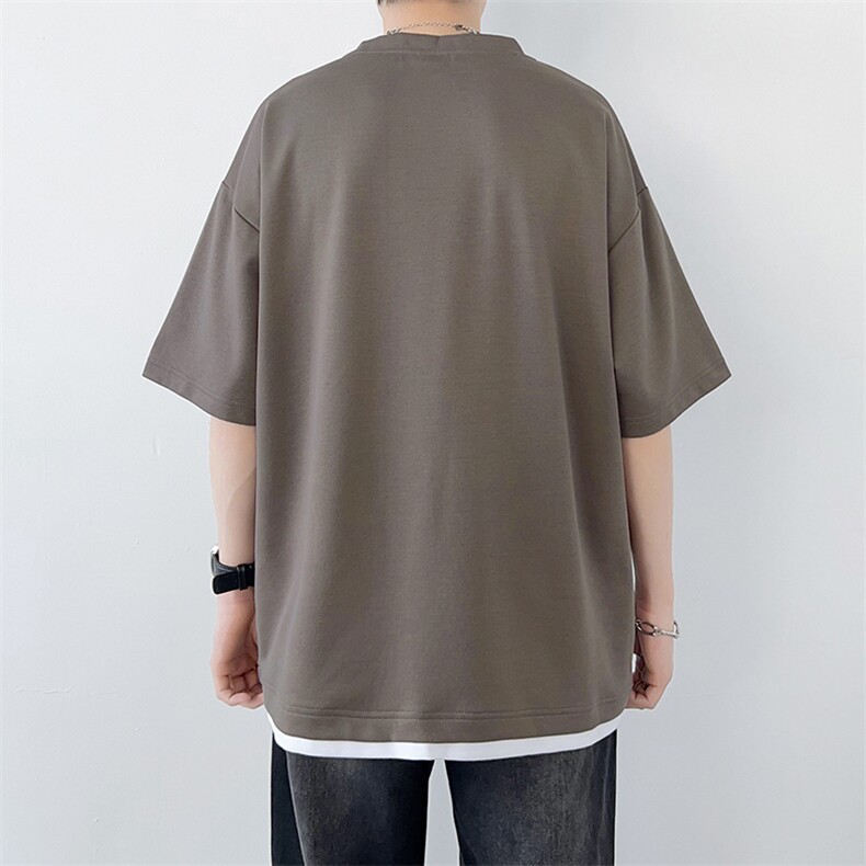 冰氧仿短袖港风白墙夏季休闲百搭刺绣纯色男上衣TC3149-P22控48,男装T恤,星座717