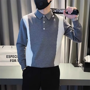 POLO衫领毛衣男长袖打底衫2024秋冬季内搭潮线衣翻领针织衫MY804,男士面试错误搭配图片