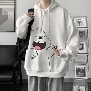 WY2131-P35纯棉连帽卫衣男大码运动帽衫宽松薄外套男