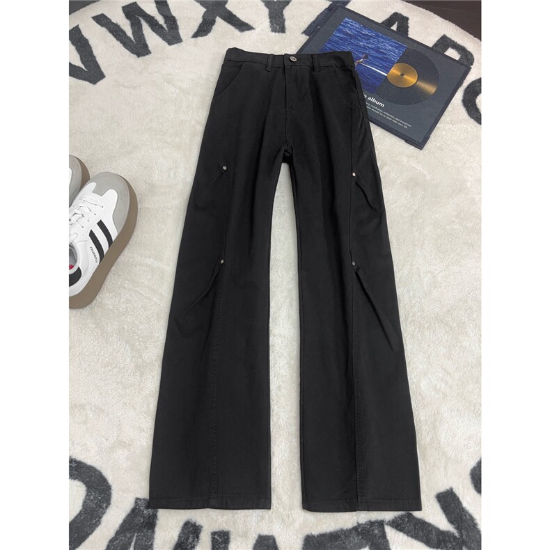 B221 美式ins高街斜切宽松直筒洗褪工装牛仔裤 LK25610-特P48控88图片