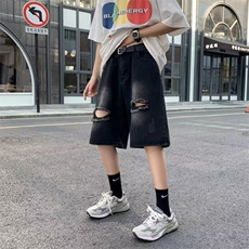 牛仔短裤男女高街帅气百搭破洞2025夏季ins新款五分裤RK2569-P40，男装牛仔裤，星座412-3