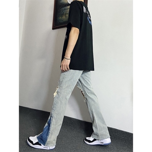 美式高街ins小众破洞牛仔裤货号K751P60图片