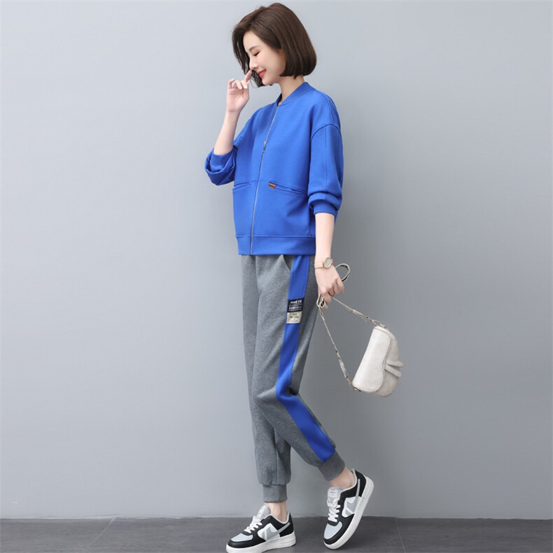 时尚休闲卫衣两件套女春秋新款宽松显瘦运动套装百搭潮流外套长裤,女装套装/套裙,依恋蒂丝