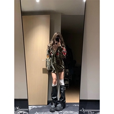 网图现货美式复古迷彩开衫连帽华棉卫衣男女A963-常规P59加绒P64，男装卫衣，星座1505