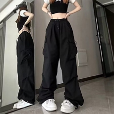 美式ins高街夏季高腰宽松显瘦百搭工装裤女抽绳束脚阔腿休闲裤子，男装工装外套，星座1210-1