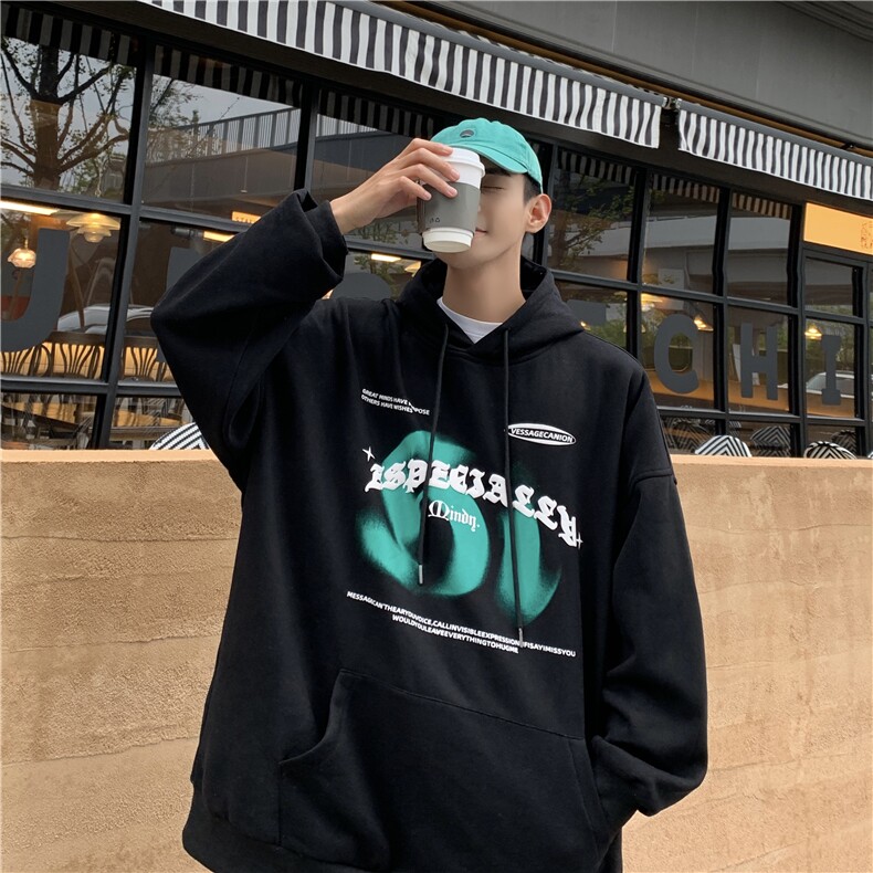 秋季大码卫衣ins港风宽松连帽百搭印花外套X5536-模特图-P65-限78，女装短外套，电商A061-1