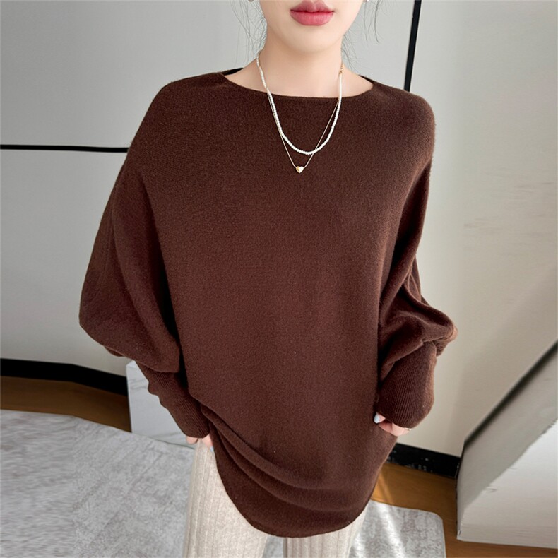 2025年秋季不规则一字领时尚百搭通勤简约休闲，女装羊毛衫，暮绒羊羊绒