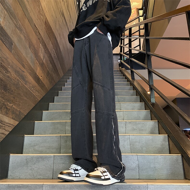 现货2024春秋款小众牛仔裤男拉链装饰-P55-限价68图片