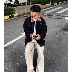撞色cleanfit格纹夹克牛仔外套男女生秋季新款宽松夹克JK8963，男装夹克，星座1116A（原606A-3）