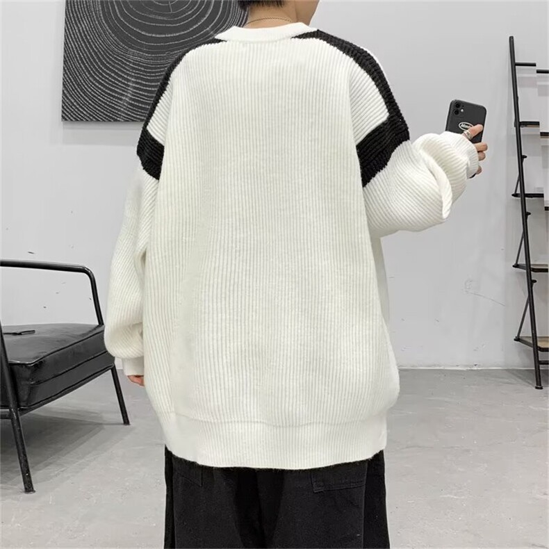 秋冬韩版圆领套头长袖毛衣设计感宽松休闲帅气慵懒针织衫,男装针织衫/毛衣,星座410-7