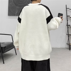 秋冬韩版圆领套头长袖毛衣设计感宽松休闲帅气慵懒针织衫图片
