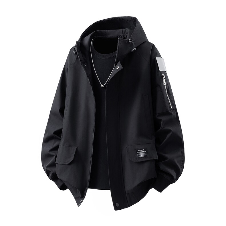 可二开发光贴片连帽工装冲锋衣大码M-5XL夹克男JK78076P85控128，男装夹克，星座226-2