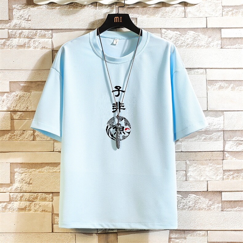 HT73070-P22华夫格t恤男短袖男大码五分袖砖墙,男装T恤,电商A040A