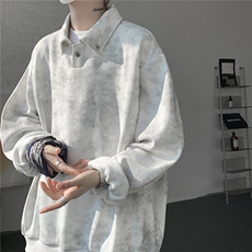 现货WY10170-特P48加绒P58设计感可拆卸丝巾百搭大码卫衣小众，男装卫衣，电商A059
