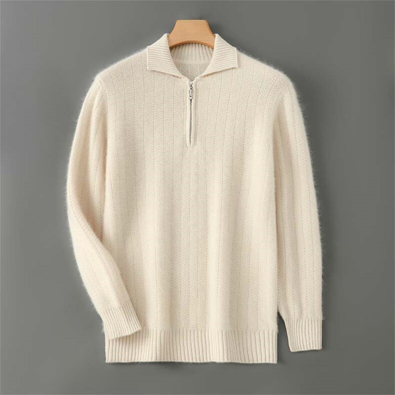 2025年秋季半高拉链套头常规长袖，男装羊毛衫，宇灿羊绒