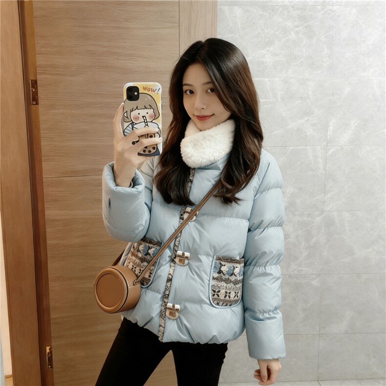 1506A/G79340/P94费尔岛蓝色棉服女冬季面包服外套图片