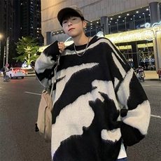 毛衣男港味2023秋季复古日系黑白拼接针织衫MY9224P42，男装针织衫/毛衣，星座1116-2