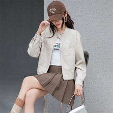 主推皮衣女外套2025春秋新款复古美式酷帅短款夹克上衣，女装皮衣，江南女神