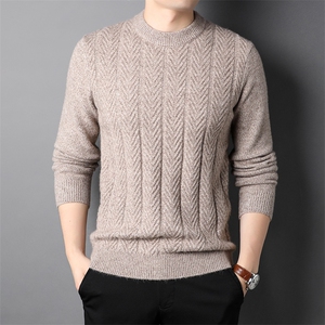 爸爸纯色毛衣上衣秋冬季中年男士加厚保暖衣男款HPND-21-P105图片