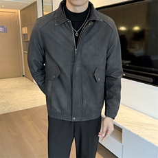 2025秋冬新款老钱风男士加绒皮衣翻领头层牛皮短款风衣PY61--P120，男装风衣，电商B278
