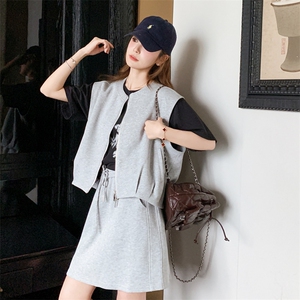【新款】灰色坎肩无袖卫衣短裙套装C158-8647-P135-K198图片