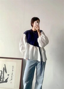 卫衣拼衬衣减龄款，女装卫衣/绒衫，著朴