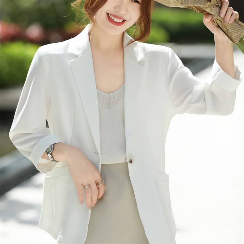 气质优雅简约百搭通勤女士一粒扣小西装外套，女装西装，阿吉丽克