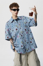 CS1141-特P35控68花衬衫男短袖夏季休闲薄款冰丝半袖宽松大码，男装T恤，电商A059