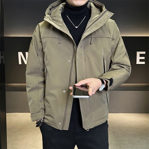 休闲连帽羽绒服那标50白鸭绒保暖外套纯色上衣B317/6086/P225图片