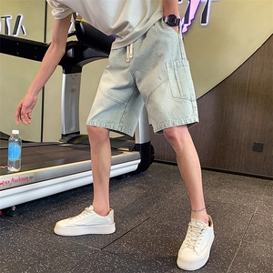 牛仔短裤男夏季2025新款潮牌休闲宽松运动男士短裤A313-1-K66-P68图片