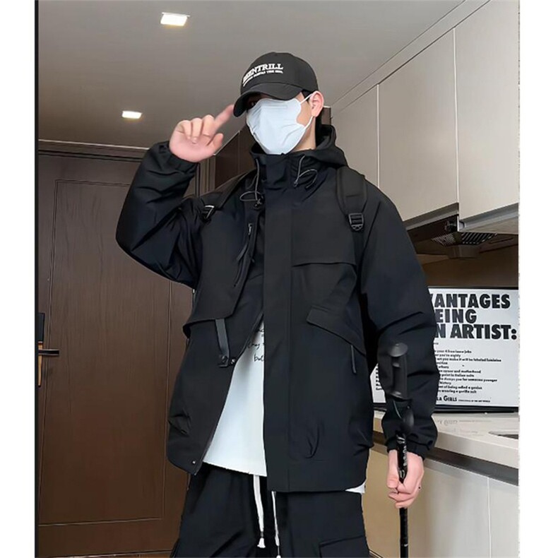 现货5W件冬季三防美式boxy解构连帽雪山冲锋衣棉衣男女棉服厚外套,男装夹克,电商A443