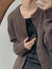 2025年秋季新款百搭圆领男女开衫，男装针织衫/毛衣，浩新羊绒