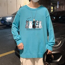 M67100-P45加绒款-P65圆领毛衣男大码针织衫男毛线衣线衫，男装针织衫/毛衣，电商A040