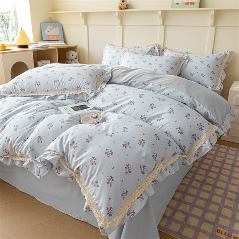 新款A类宝宝棉双层纱系列四件套-花边款，床品套件，一起卖家纺