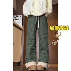 抖音羊羔毛菱格时尚中性宽松阔腿棉裤K5613J加棉-特P45控78，男装棉裤，电商A001