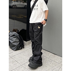 B221美式ins街头hiphop刺绣宽松褶皱休闲裤子LK23123-P60控78，男装休闲裤，电商B221
