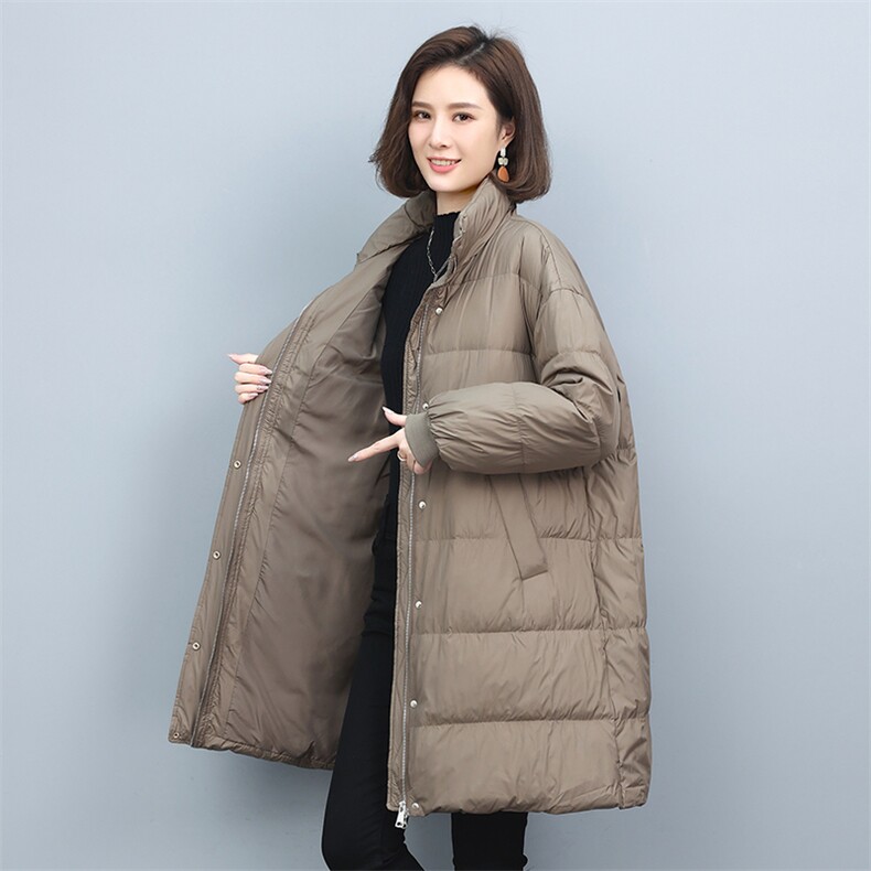 2022冬季新款女装时尚休闲保暖宽松舒适中长款亮面羽绒服女,女装羽绒服,叶笙衣