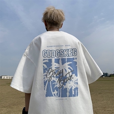 已注册/夏季新款外景纯棉美式复古短袖T恤男宽松打底衫DT9946/P25，男装T恤，电商B316