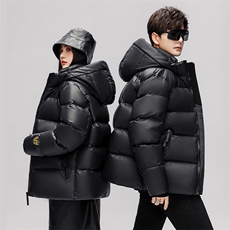 2025新款黑金羽绒服帅气男加厚工装连帽保暖白鸭绒外套yr301-P110，男装羽绒服，星座1210A