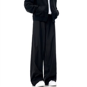 春秋美式高街休闲裤男女垂感阔腿西裤长裤纯色西装裤宽松直筒裤子，男装西服套装，电商A443