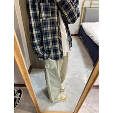 D8876-P50美式复古格子衬衫男女外套春秋季设计感衬衣-网图现货，男装衬衫，星座603-2