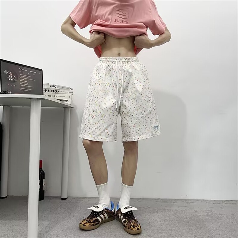 V166-P30夏季短裤刺绣星星短裤五分裤男女夏季休闲裤,男装牛仔裤,星座911-1