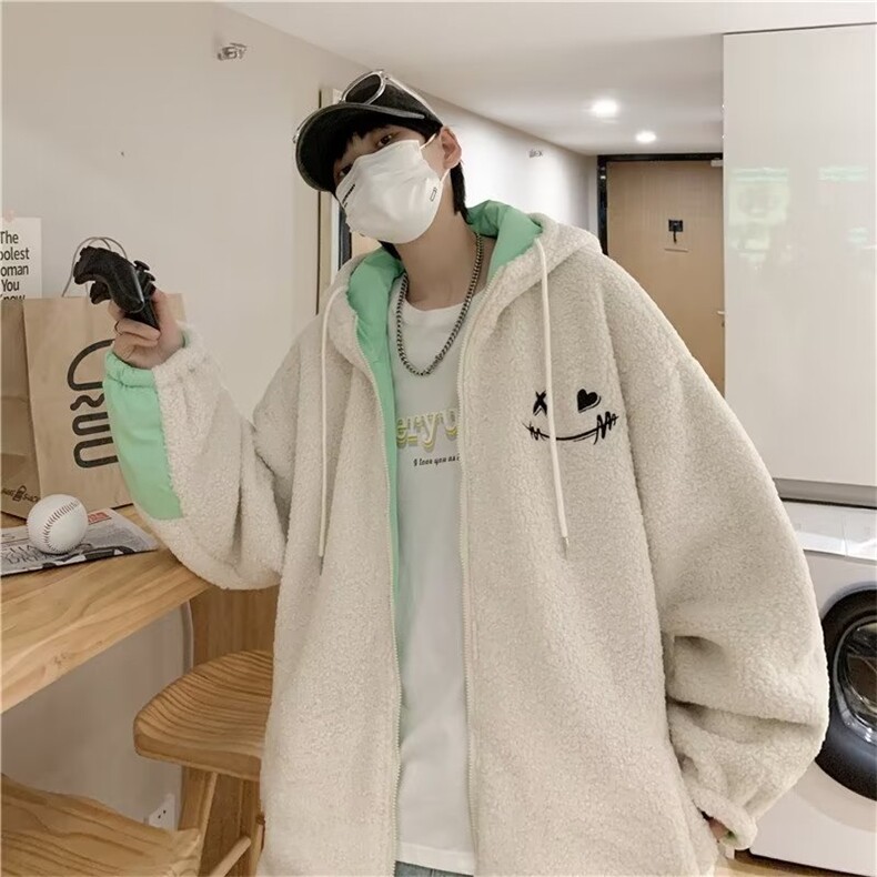 冬季ins潮牌连帽两面穿袄羊羔绒服外套男休闲上衣W5922-P74,男装棉衣,星座512-3