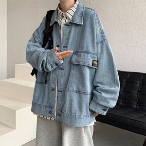 港风潮牌ins牛仔外套男春秋季衣服宽松百搭工装夹克JK523 P53图片