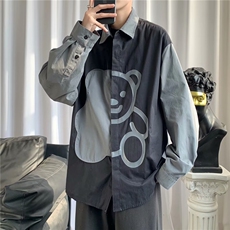 衬衫男韩版潮流拼色印花高街帅气2024春夏季ins宽松外套CY062-P36，男装衬衫，星座412